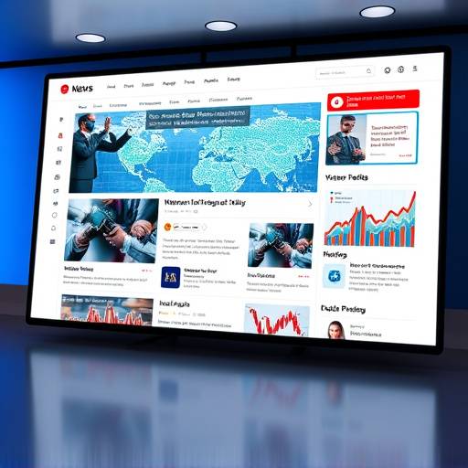 Screenshot of an AI-driven news platform interface, displaying personalized news feeds and interactive data visualizations.